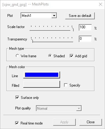 Mesh Plots Window