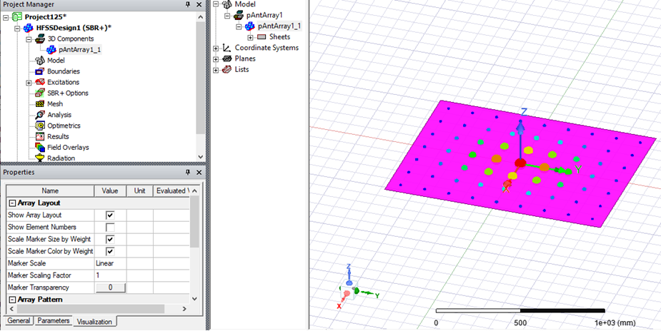 AEDT Desktop Layout showing Project Manager, Properties window, and modeler window.