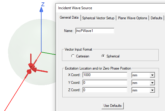 Incident Wave Source dialog.