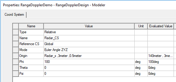 Properties Dialog. Coordinate systems tab.