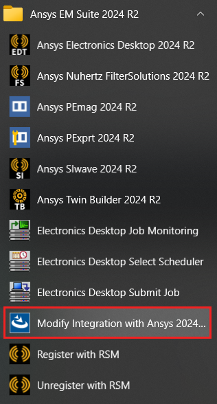 Modify Integration from Start Menu