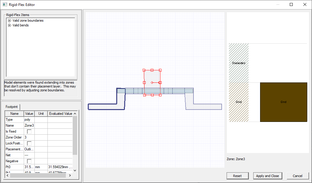 Example of a Bad Zone Placement in Rigid-Flex Window