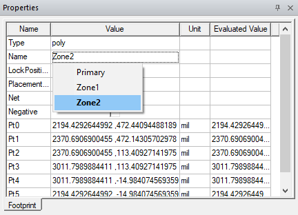 Properties > Name Drop-Down Menu