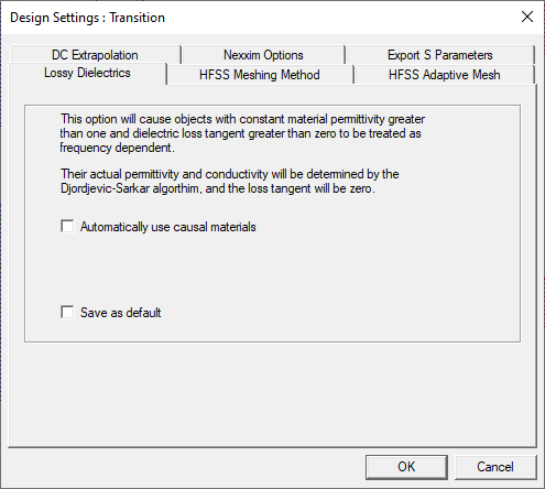 Design Settings Window