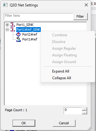 Q3D Net Settings Window