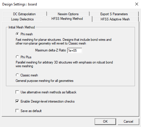 Meshing Method Window