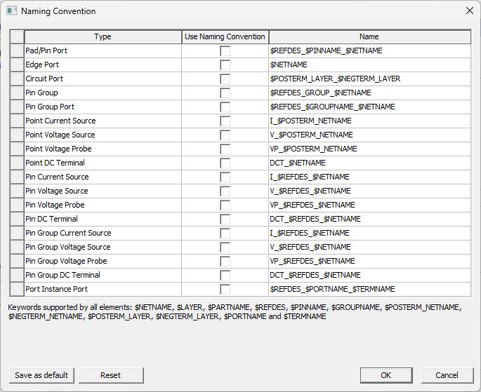 Naming Convention Window