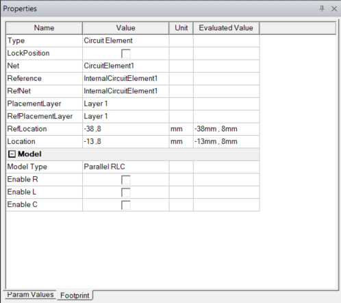 Properties > Footprint Tab