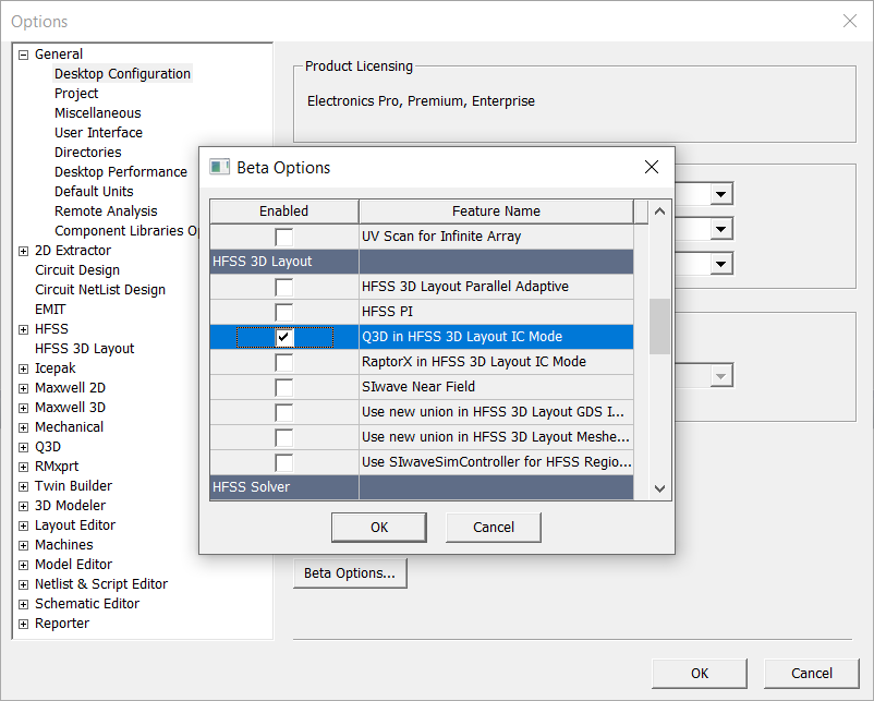 Q3D in HFSS 3D Layout IC Mode Beta Option