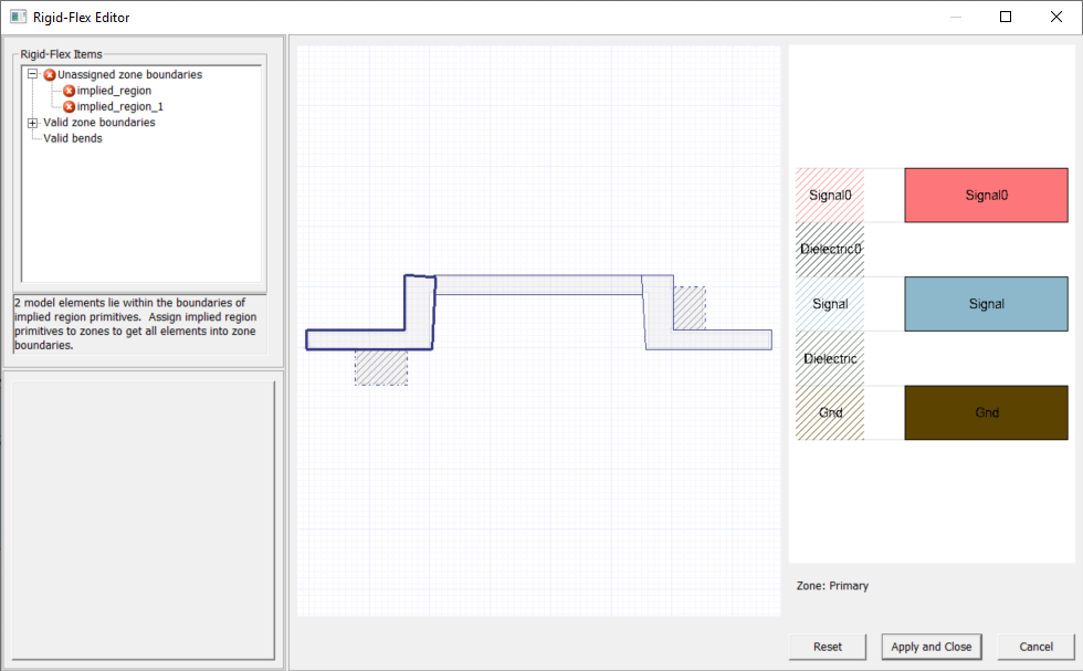 Implied Regions in Rigid-Flex Editor Window