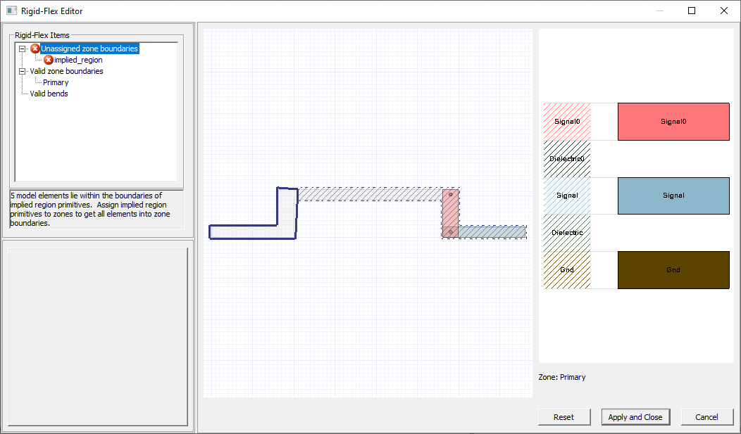 Primary Zone Defined in Rigid-Flex Editor Window