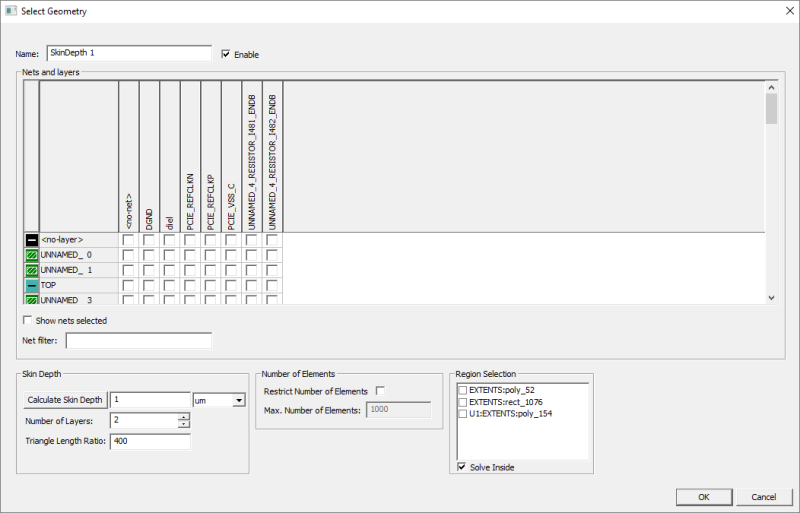 Select Skin Depth-Based Geometry