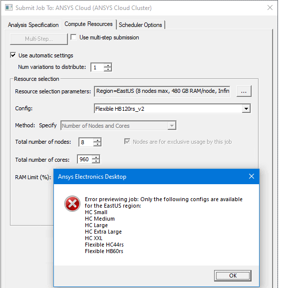 Error message dialog.