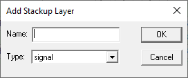 Add Stackup Layer Window
