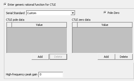 Enter Generic Rational Function For CTLE Group Box