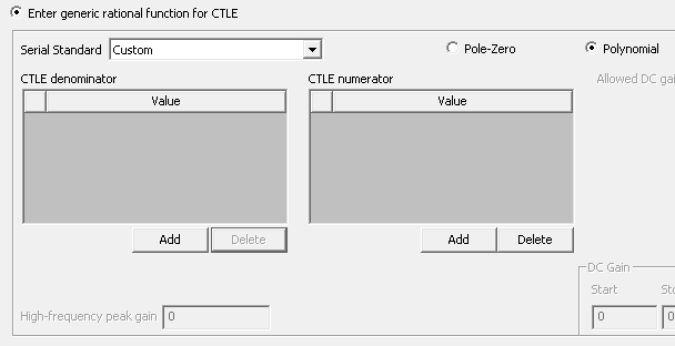 Enter Generic Rational Function For CTLE Group Box