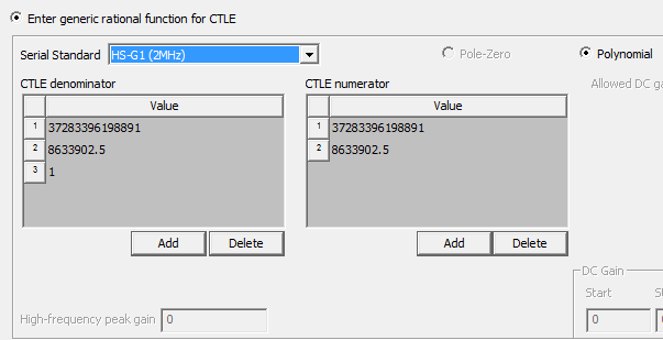 Enter Generic Rational Function For CTLE Group Box