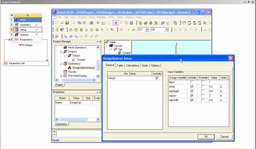 Design Xplorer Setup window.