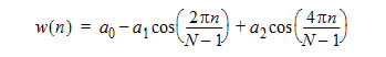 Blackman window equation.