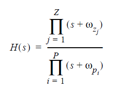 Transfer function with a rational function.