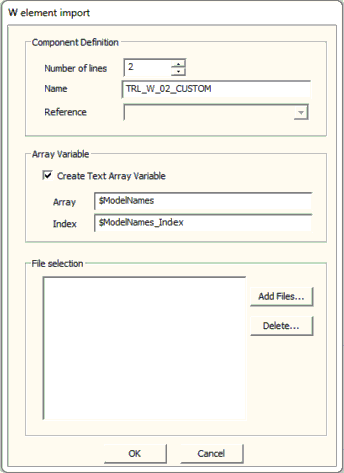 W Element Import Window