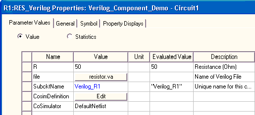 Verilog Properties Window