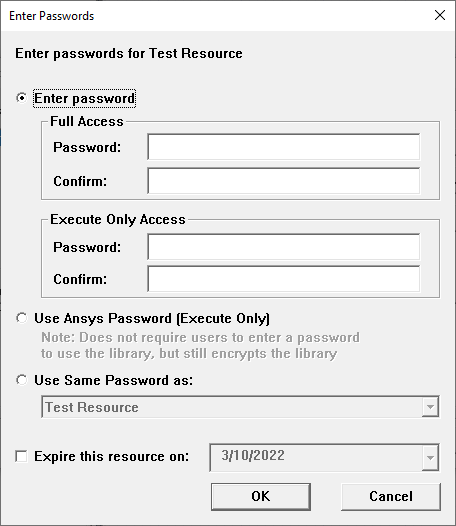 Enter Passwords Window