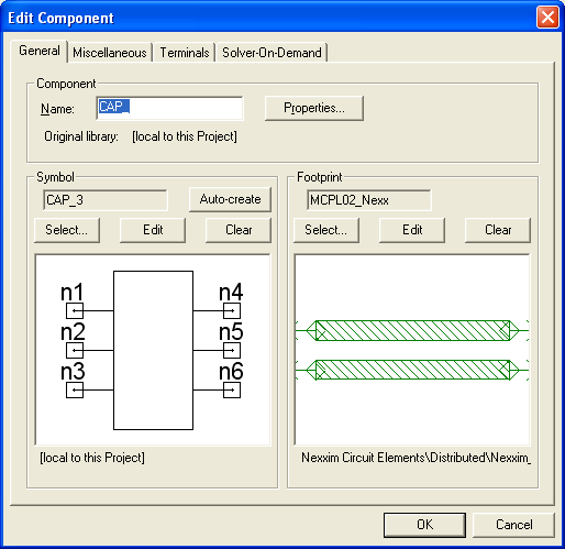 Edit Component window, General tab.