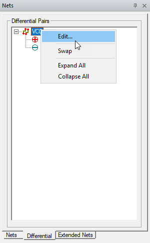 Differential Pairs Right-Click Menu