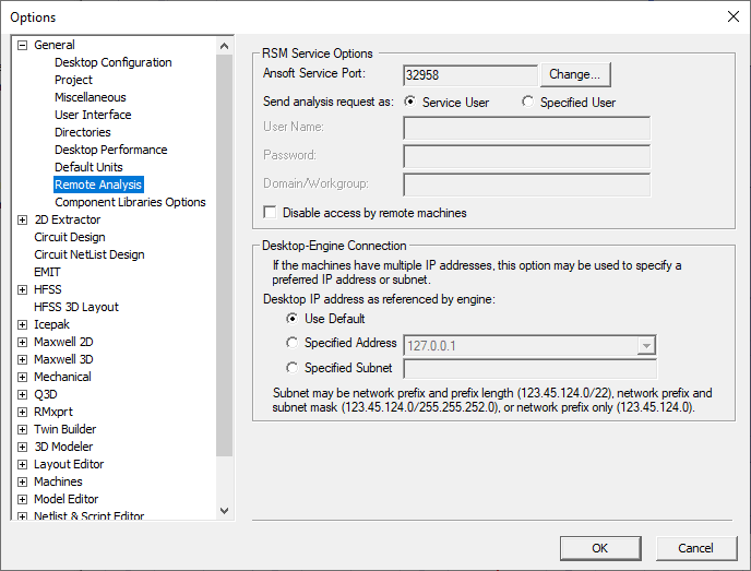 Remote Analysis Options