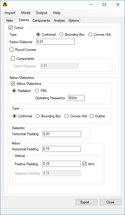 PinToPin Utility - Extents Tab