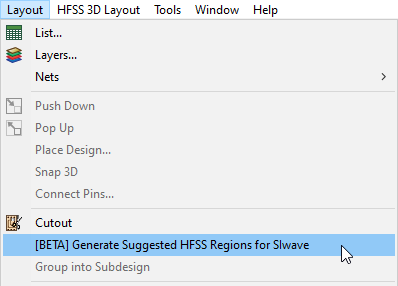 Generate Suggested HFSS Regions for SIwave