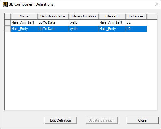 3D Component Definitions