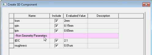 Create 3D Component dialog.