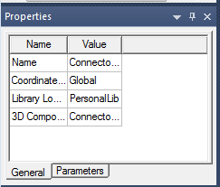 Docked properties window.