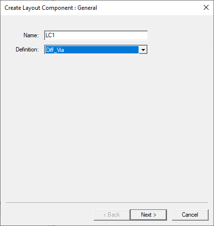 Create Layout Component dialog.