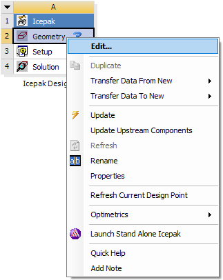 Project menu, Edit option highlighted.