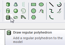 Draw regular polyhedron icon selected in Draw ribbon.
