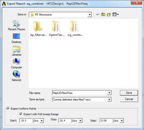 Export Report Window