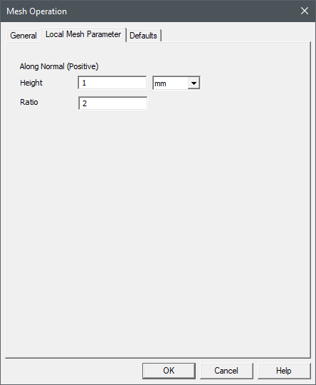 Icepak Mesh Operation dialog box Local Mesh Parameter tab for an object face.