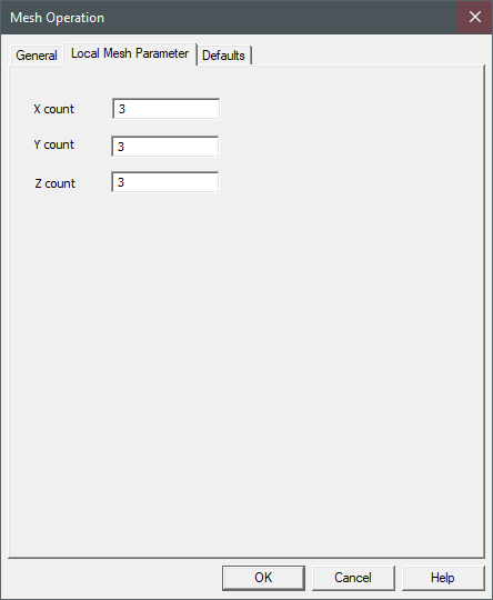 Icepak Mesh Operation dialog box Local Mesh Parameter tab for a box object.