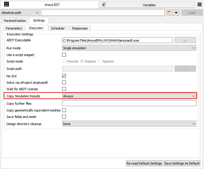 Setting within optiSLang to Always Copy Simulation Results