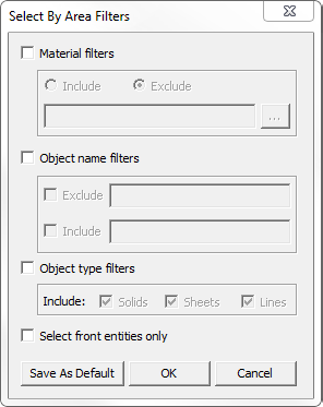 Select by Area Filters dialog.