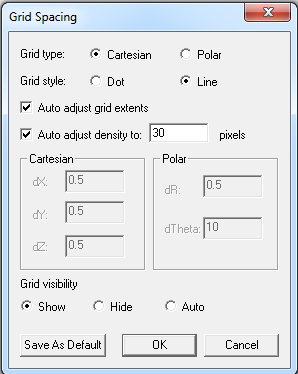 Grid Spacing dialog.