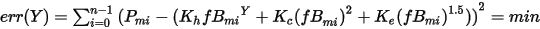 Equation for calculating error as a function of Y