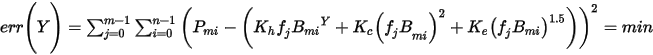 Equation for error expressed as a function of Y