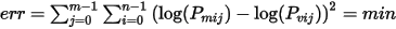 Equation for determining C, X, and Y parameters by minimizing error
