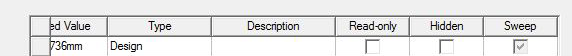 Properties window for a dependent variable shows Sweep check box disabled