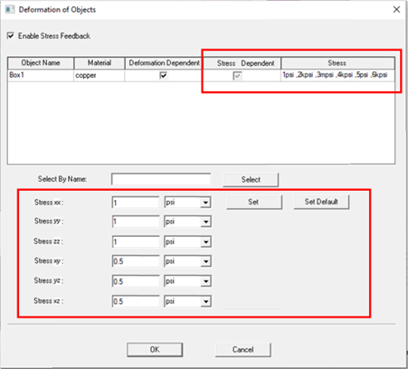 Deformation of Objects with Initial Stress for 3D dialog