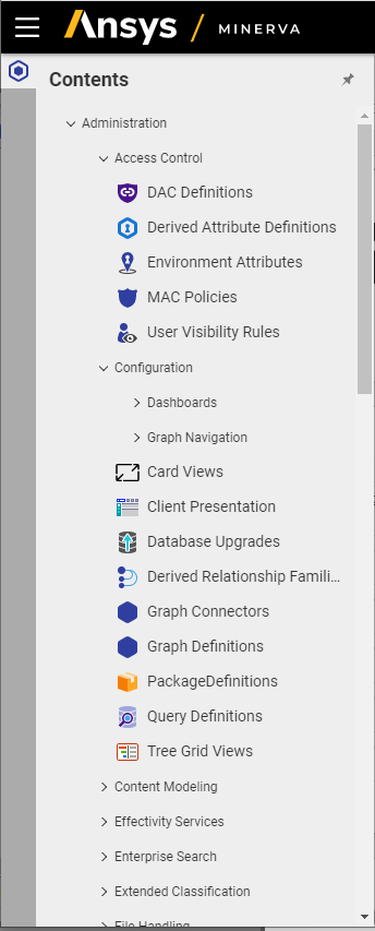 Icons expanded to show more Minerva functionality